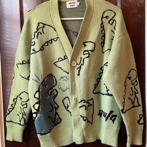 Aerie Eden - Dinosaur Green Cardigan Sweater - Small